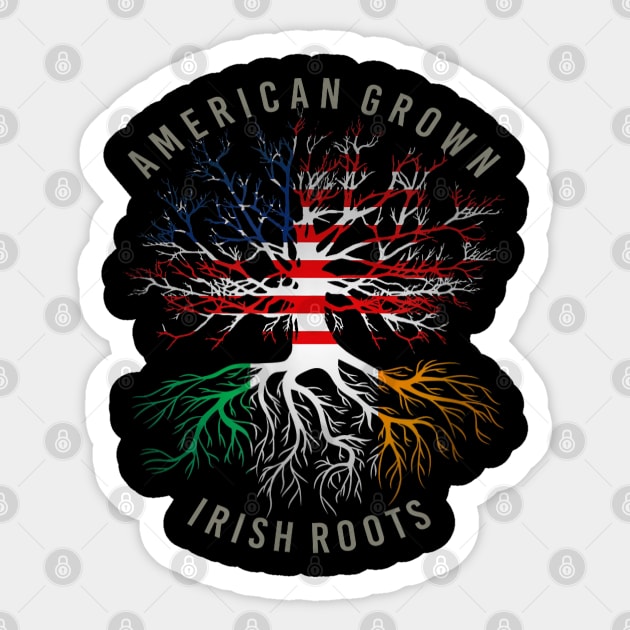 American Grown Irish Roots USA Ireland Flag Heritage Tree Sticker by elmiragokoryan